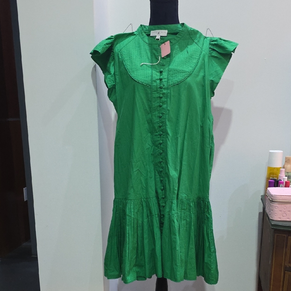 Caroline Constas Vibrant Green Ruffle Dress
